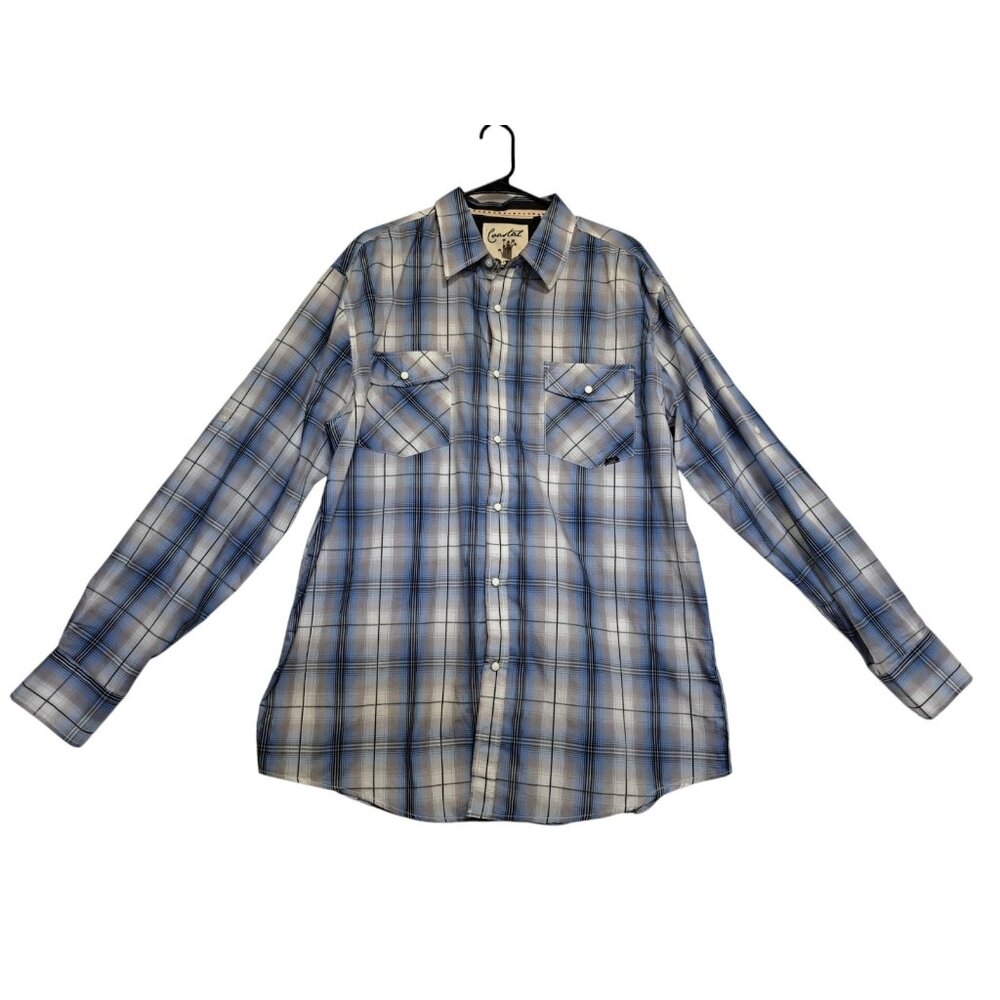 Costal XXL Mens Plaid Cowboy Carter Western Snap Button Shirt Long Sleeve Rodeo